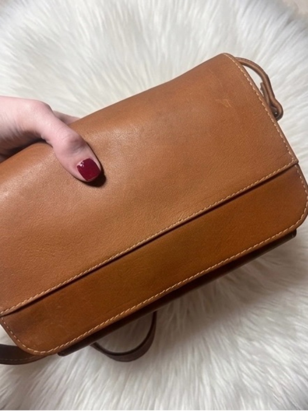 Piel Leather Vintage Crossbody Organizer Bag Saddle Brown Wallet Purse⁠ - Picture 5 of 9